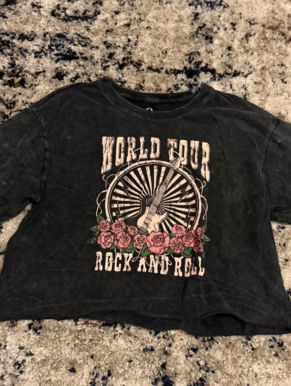 Organic Generation World Tour Rock and Roll Crop Top Tee Shirt XL